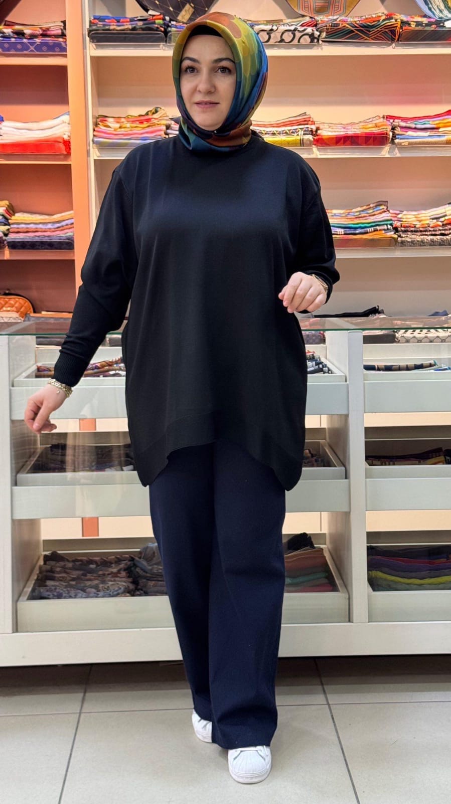 inza moda - Basic Triko Tunik Siyah/10136