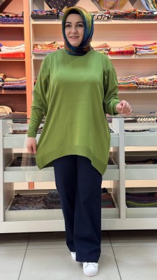 inza moda - BasicTriko Tunik Yeşil/10136