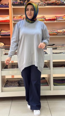 inza moda - Basic Triko Tunik Gri/10136