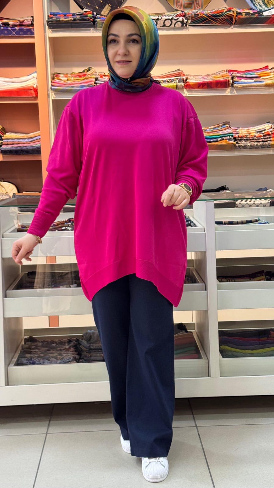 inza moda - Basic Triko Tunik Fuşya/10136