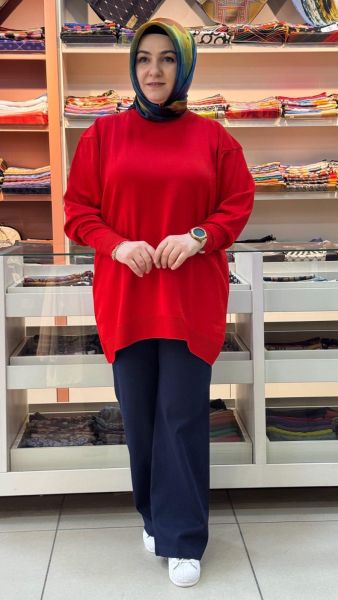 Basic Triko Tunik Kırmızı/10136