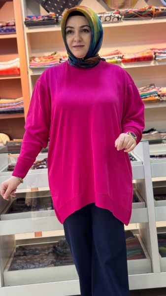 Basic Triko Tunik Fuşya/10136