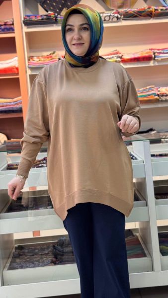 Basic Triko Tunik Sütlü Kahve/10136