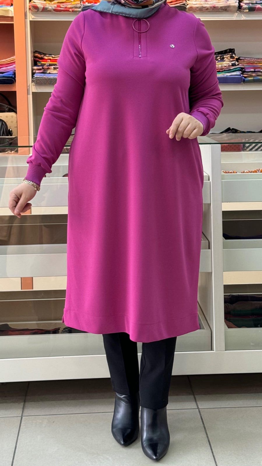 Armine Trend - Fermuar Detaylı Tunik Fuşya/43601