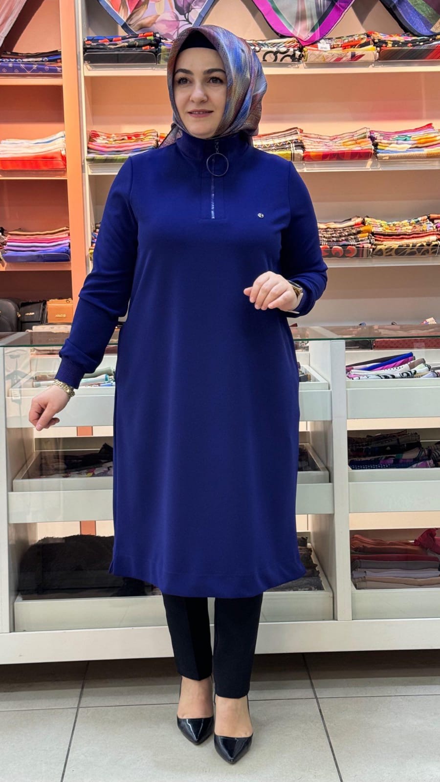 Armine Trend - Fermuar Detaylı Tunik Morcivert/43601