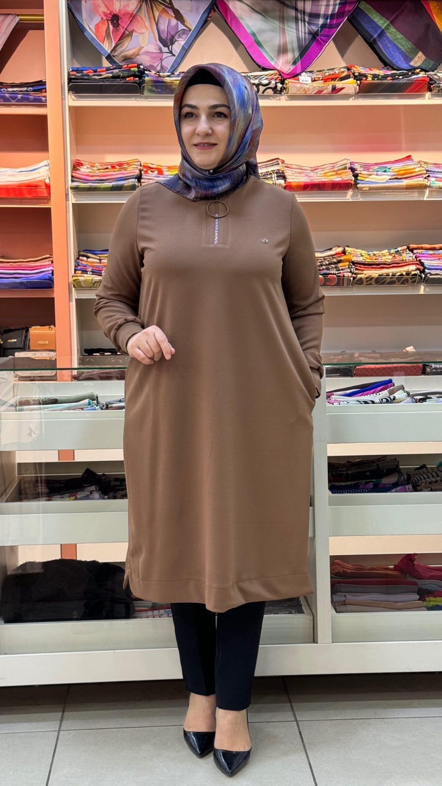 Armine Trend - Fermuar Detaylı Tunik Kahve/43601