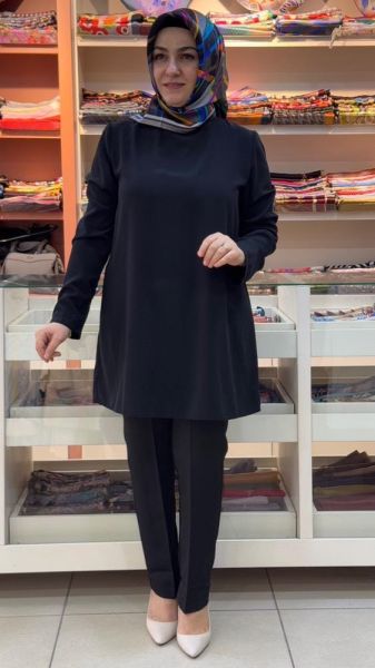 Uzun Kollu İçlik Tunik Siyah / 4036