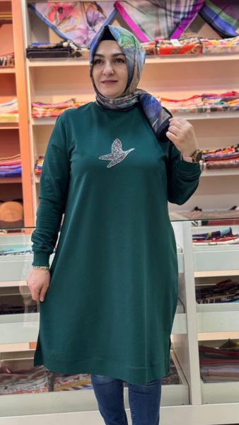 Yusufçuk Taş Detaylı Tunik Zümrüt/9098